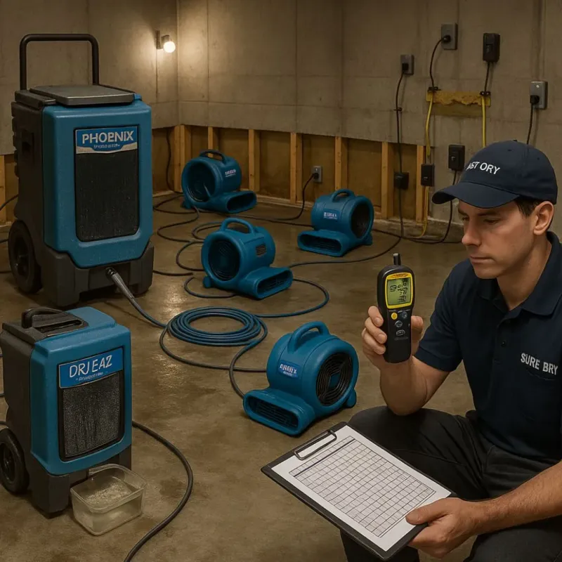 Structural Drying and Dehumidification process in Chenoa, IL